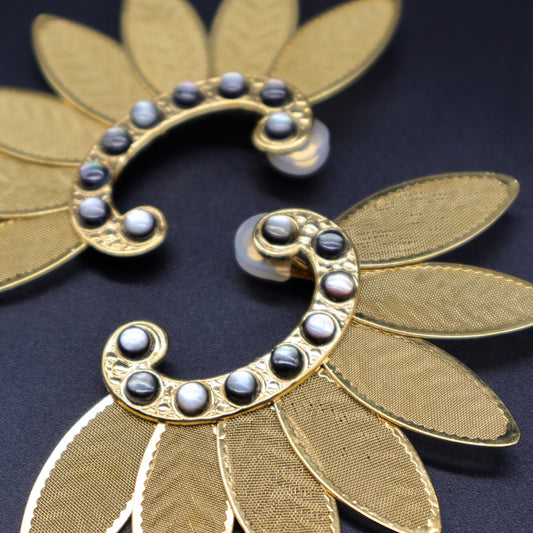 【Nara】Lotus Statement Clip-on Earrings