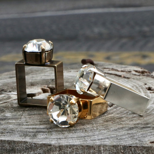 【SquareRing】スクエアリング ラウンド ストーン L クリスタル