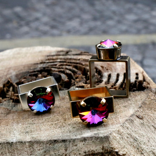 【SquareRing】スクエアリング ラウンド ストーン L イリディセントパープル