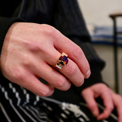 【SquareRing】スクエアリング ラウンド ストーン L イリディセントパープル