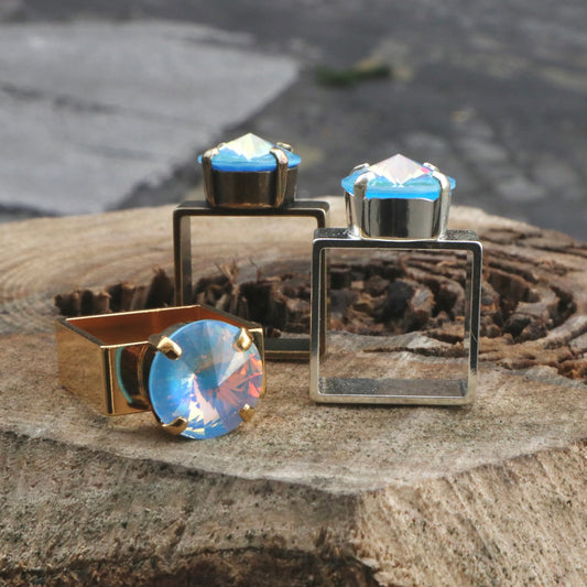 【SquareRing】スクエアリング ラウンド ストーン L ウォーターブルー