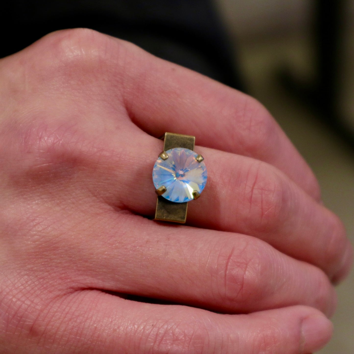 【SquareRing】スクエアリング ラウンド ストーン L ウォーターブルー