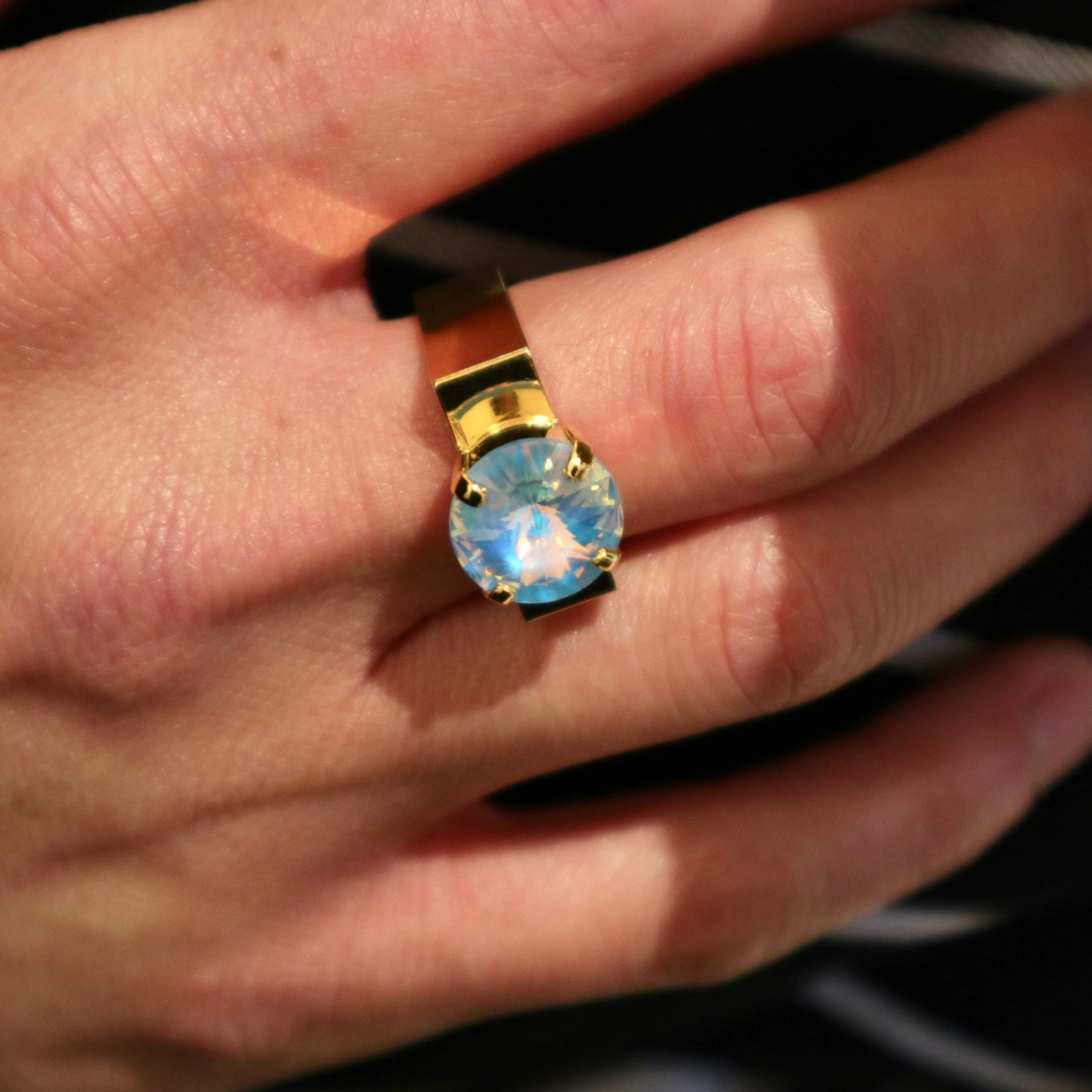 【SquareRing】スクエアリング ラウンド ストーン L ウォーターブルー