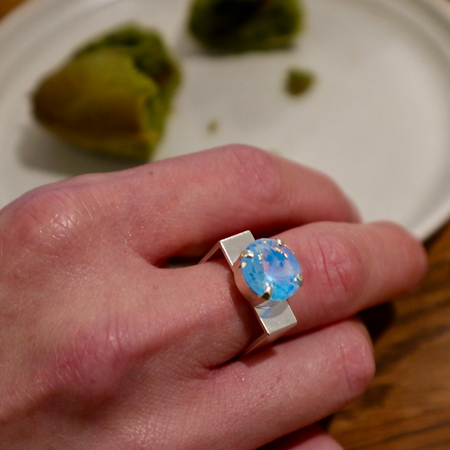 【SquareRing】スクエアリング ラウンド ストーン L ウォーターブルー